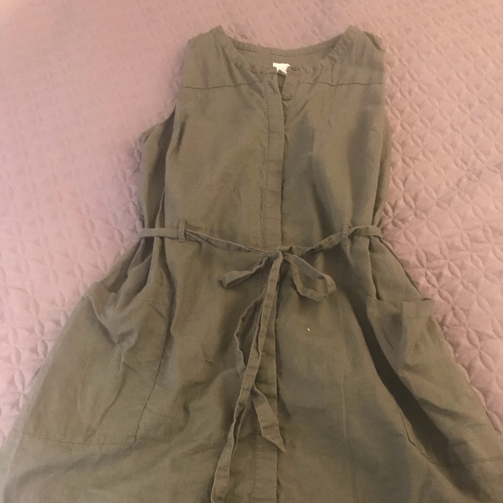 Army Green Button Up Dress